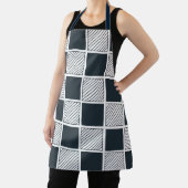 ネイビーブルーブラックとホワイトチェッカーボード エプロン (インサイチュ)