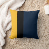 ネイビーブルーブラックとマスタードイエローカラーブロック クッション (ブランケット)