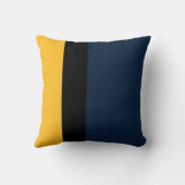 ネイビーブルーブラックとマスタードイエローカラーブロック クッション (裏面)