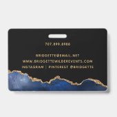 ネイビーブルーブラックゴールドフォイルアゲートイベントプランナーBadg バッジ (Back)