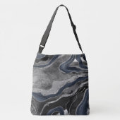 ネイビーブルーブラック大理石アガテシルバーグリッターグラム2 クロスボディバッグ (裏面)