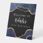 ネイビーブルーブラック瑪瑙ウェルカムバースデー 台座サイン (正面)