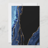 ネイビーブルーブラック金ゴールドアゲートサプライズ40歳の誕生日 招待状 (裏面)