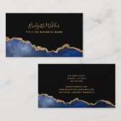 ネイビーブルーブラック金ゴールドグリッターアゲート 名刺 (正面/裏面)