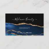 ネイビーブルーブラック金ゴールドグリッターマーブル名刺 名刺 (正面)