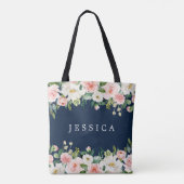 ネイビーブルーブリーズメイドギフトパーソナライズされたトートバッグ トートバッグ (裏面)
