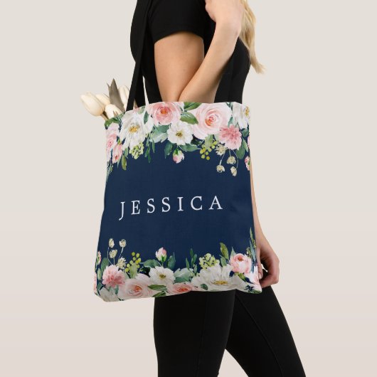 ネイビーブルーブリーズメイドギフトパーソナライズされたトートバッグ トートバッグ (クローズアップ)