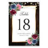 ネイビーブルーブルガンディピンク素朴金ゴールドウッドフローラ テーブルナンバー (裏面)