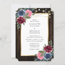 ネイビーブルーブルガンディピンク素朴金ゴールドウッドフローラ