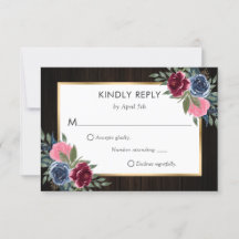 ネイビーブルーブルガンディピンク金ゴールド結婚フローラ