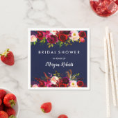 ネイビーブルーブルガンディレッドボホフローラブライダルシャワー スタンダードカクテルナプキン (インサイチュ)