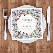 ネイビーブルーブルガンディワインウォーター色結婚フローラ スタンダードカクテルナプキン