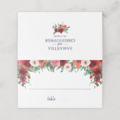 ネイビーブルーブルガンディーコーラルフローラウォーター結婚カラー プレイスカード (外部開封)