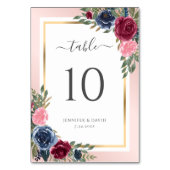 ネイビーブルーブルゴーニュと赤面フローラテーブル番号 テーブルナンバー (裏面)