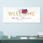 ネイビーブルーブルゴーニュと金ゴールドベビーシャワー 横断幕 (トレードショー)