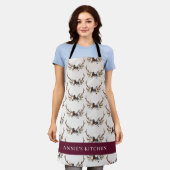 ネイビーブルーブルゴーニュエレガントフローラエレガント角 エプロン (着用した状態)