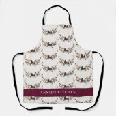 ネイビーブルーブルゴーニュエレガントフローラエレガント角 エプロン (正面)