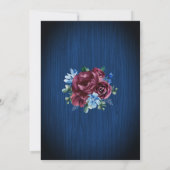 ネイビーブルーブルゴーニュストリングライツフローラ結婚ズ 招待状 (裏面)