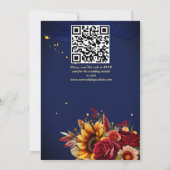 ネイビーブルーブルゴーニュバラサンフラワーウェディング招待 招待状 (裏面)