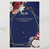 ネイビーブルーブルゴーニュバラ結婚ズのメニュー (裏面)