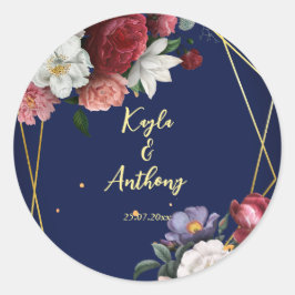 ネイビーブルーブルゴーニュバラ結婚ズエンベロープ ラウンドシール