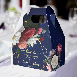 ネイビーブルーブルゴーニュバラ結婚ズカスタム フェイバーボックス