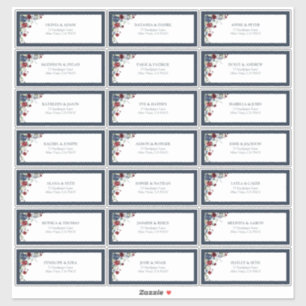 ネイビーブルーブルゴーニュフローラウォーターカラーゲストアドレス シール