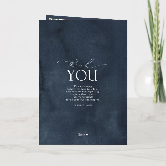 ネイビーブルーブルゴーニュフローラウォーターカラープログラム サンキューカード (裏面)