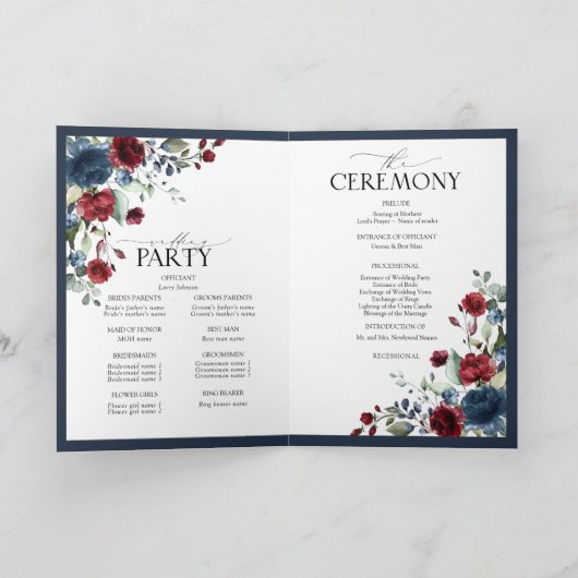 ネイビーブルーブルゴーニュフローラウォーターカラープログラム サンキューカード (内部)