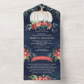 ネイビーブルーブルゴーニュフローラカボチャ赤ちゃんシャワー オールインワン招待状 (内側)