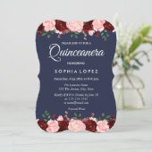 ネイビーブルーブルゴーニュフローラキンセアニェラ招待状 招待状 (スタンド正面)