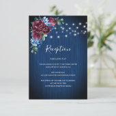 ネイビーブルーブルゴーニュフローラストリングライツ結婚ズ エンクロージャーカード (スタンド正面)