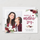 ネイビーブルーブルゴーニュフローラハッピーマザーズデイ写真 カード (正面)