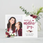 ネイビーブルーブルゴーニュフローラハッピーマザーズデイ写真 カード (スタンド正面)