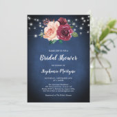 ネイビーブルーブルゴーニュフローラライトブライダルシャワー 招待状 (スタンド正面)