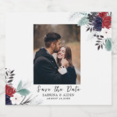 ネイビーブルーブルゴーニュフローラ写真 スパークリングワインラベル (シングルラベル)