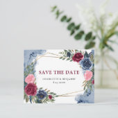 ネイビーブルーブルゴーニュフローラ幾何学保存日 案内ポストカード (スタンド正面)