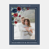 ネイビーブルーブルゴーニュフローラ水彩写真結婚ズ アクリルサイン (正面)