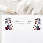 ネイビーブルーブルゴーニュフローラ結婚の住所 ラベル (インサイチュ)