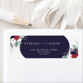 ネイビーブルーブルゴーニュフローラ結婚の住所 ラベル (インサイチュ)