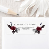 ネイビーブルーブルゴーニュフローラ結婚の住所 ラベル (インサイチュ)