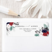 ネイビーブルーブルゴーニュフローラ結婚の住所 ラベル (インサイチュ)