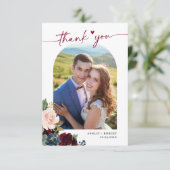 ネイビーブルーブルゴーニュフローラ結婚アーチの写真 サンキューカード (スタンド正面)