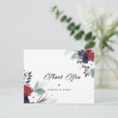 ネイビーブルーブルゴーニュフローラ結婚サンキュー ポストカード (スタンド正面)