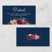 ネイビーブルーブルゴーニュフローラ結婚ズ詳細 エンクロージャーカード (正面/裏面)