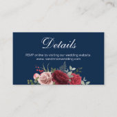 ネイビーブルーブルゴーニュフローラ結婚ズ詳細 エンクロージャーカード (正面)