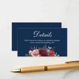 ネイビーブルーブルゴーニュフローラ結婚ズ詳細 エンクロージャーカード