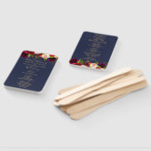 ネイビーブルーブルゴーニュフローラ結婚式 プログラムハンドファン ハンドファン (組立なし)