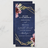 ネイビーブルーブルゴーニュフローラ結婚式 プログラム (正面/裏面)