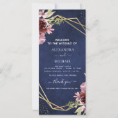 ネイビーブルーブルゴーニュフローラ結婚式 プログラム (正面)